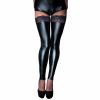 Noir Handmade Miranda Wetlook Selvsiddende Strømper Sort - L