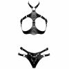 Zado Åben Læder Body Harness Sæt - S/M