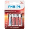 Philips LR06 AA Alkaline Batterier 4 stk    - Silver
