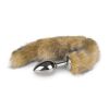 EASYTOYS FOX TAIL PLUG SILVER  EKSLUSIV SØLVFARVET PLUG MED BLØD LYSEBRUN RÆVEHAVE