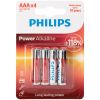 Philips LR03 AAA Alkaline Batterier 4 stk    - Silver