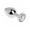Diamond King  -  Stål Buttplug Med Sølv Diamant Large